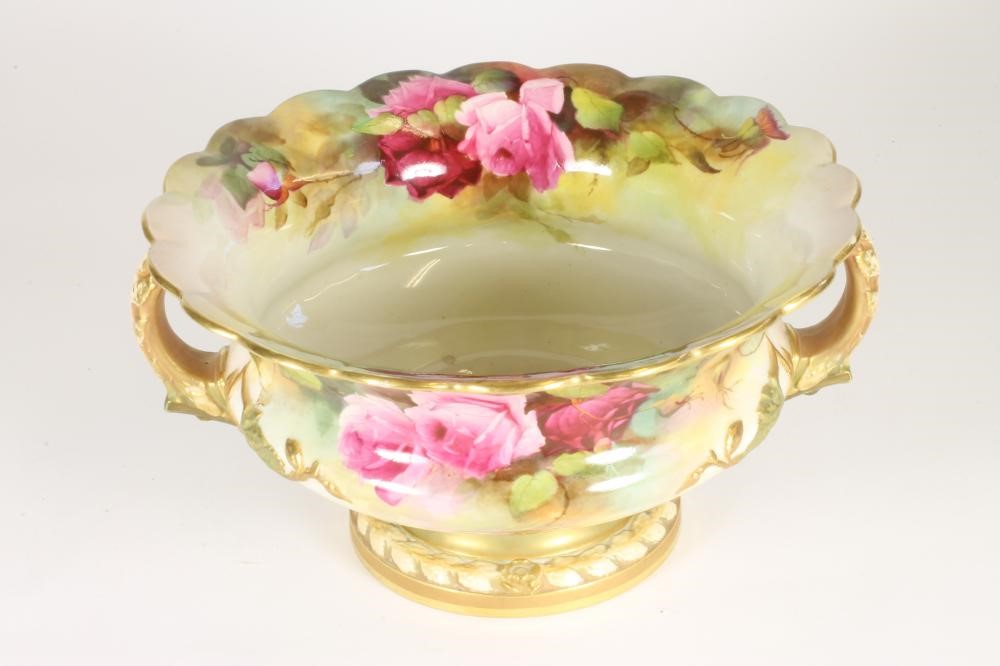 A ROYAL WORCESTER CHINA ROSE BOWL Image