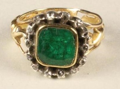 A 19TH CENTURY EMERALD AND DIAMOND RING Image