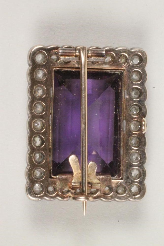 AN AMETHYST AND DIAMOND BROOCH Image