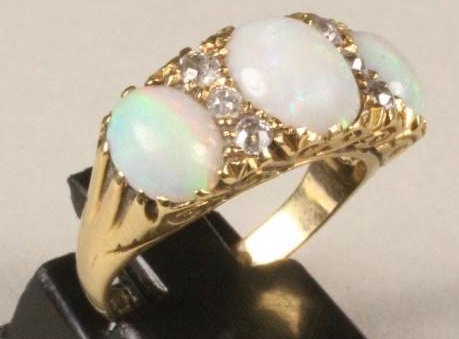 AN OPAL AND DIAMOND RING Image