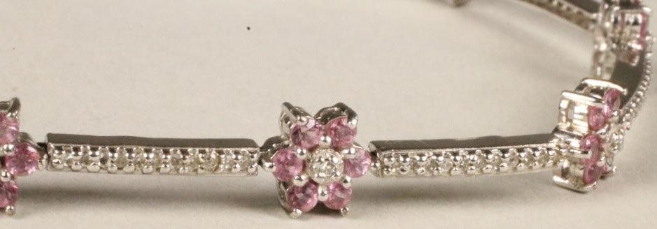 A PINK SAPPHIRE AND DIAMOND BRACELET Image