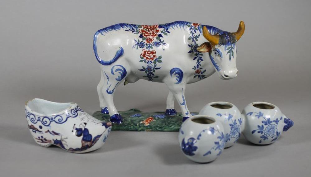 A DUTCH DELFT MODEL OF A COW Image