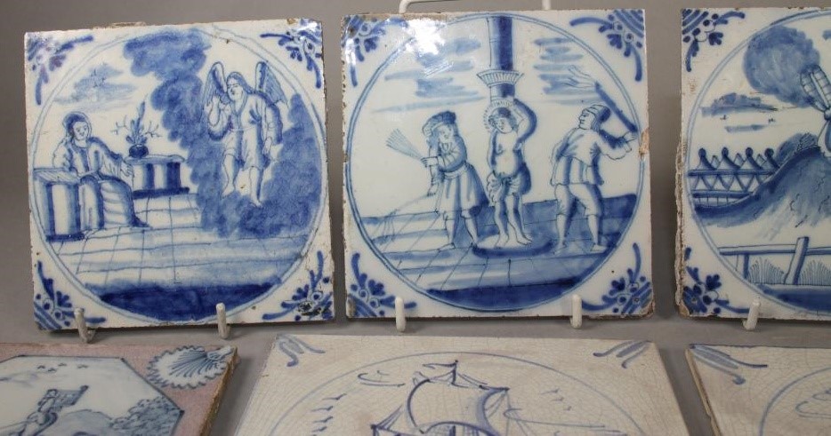 A SET OF FOUR DUTCH DELFT TILES Image