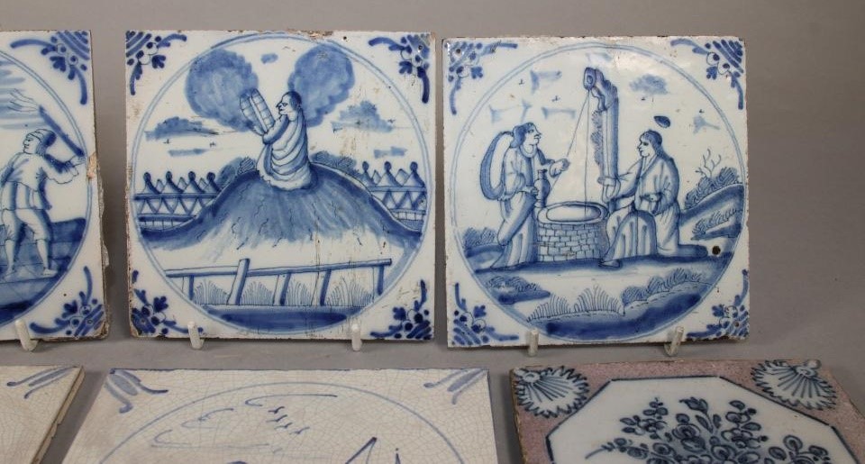 A SET OF FOUR DUTCH DELFT TILES Image