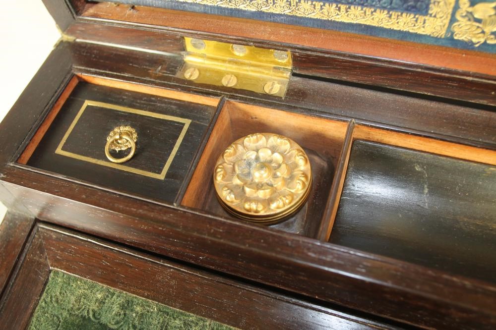 A VICTORIAN ROSEWOOD THOMPSON'S PATENT CAMPAIGN WRITING BOX Image