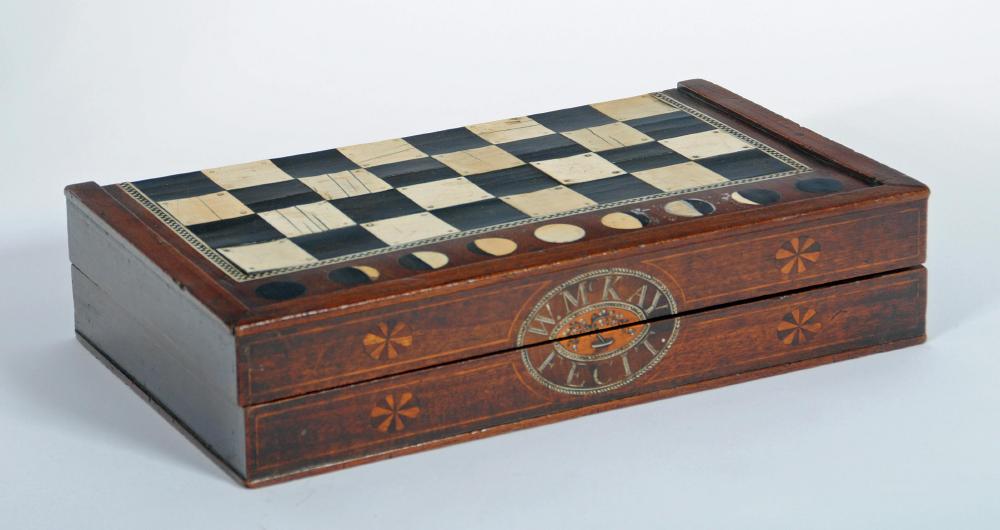 A TRAVELLING CASE/BACKGAMMON BOARD Image