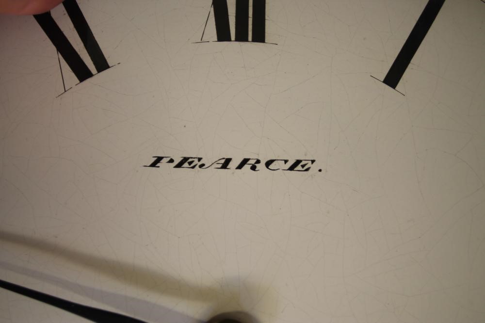 A VICTORIAN MAHOGANY DROP DIAL WALL CLOCK signed Pearce Image