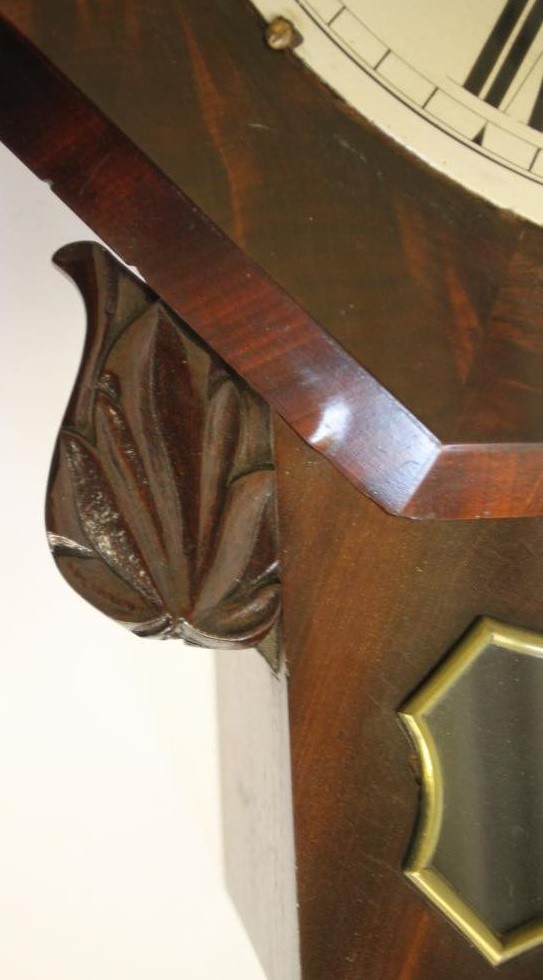 A VICTORIAN MAHOGANY DROP DIAL WALL CLOCK signed Pearce Image