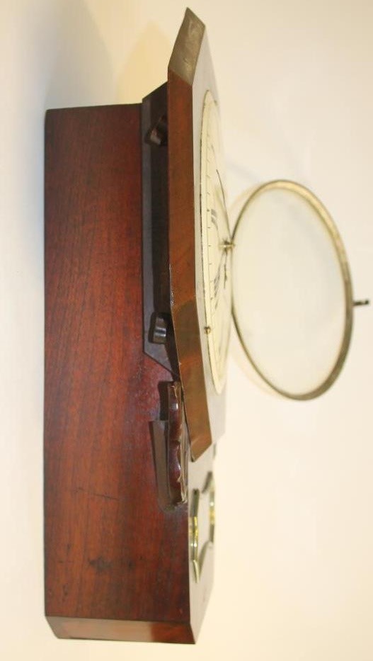 A VICTORIAN MAHOGANY DROP DIAL WALL CLOCK signed Pearce Image