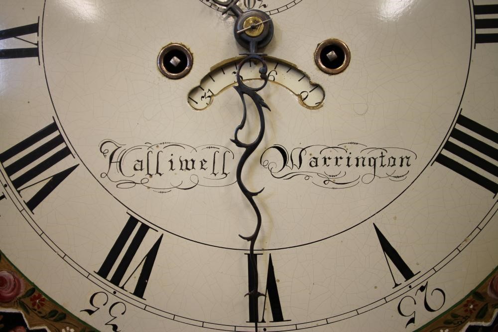 A MAHOGANY LONGCASE CLOCK signed Halliwell Image