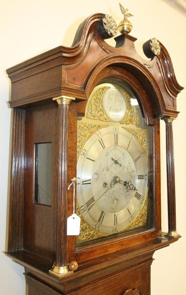 AN OAK LONGCASE CLOCK signed Jas. Gray Image