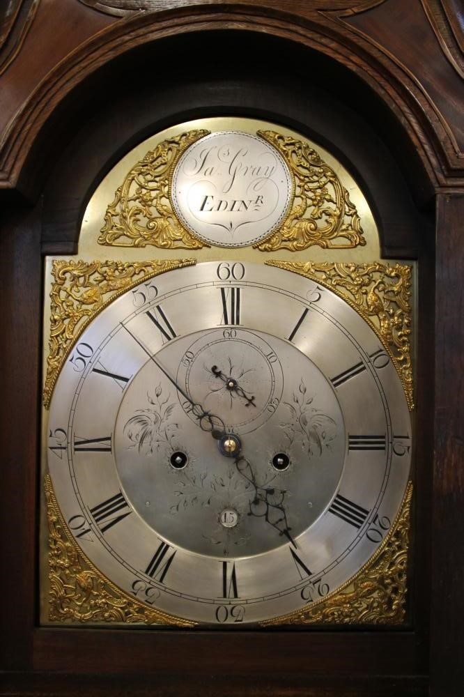 AN OAK LONGCASE CLOCK signed Jas. Gray Image