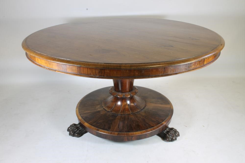 A WILLIAM IV ROSEWOOD LOO TABLE of circular form Image