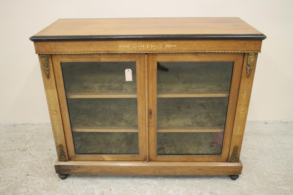 A VICTORIAN WALNUT AND EBONISED SIDE CABINET Image