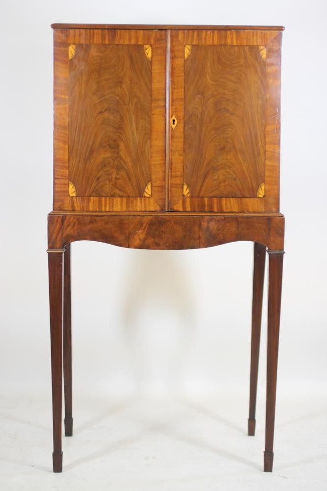 AN EDWARDIAN MAHOGANY SPECIMEN CABINET of oblong form with stringing Image