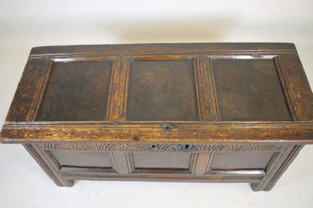 AN OAK PANELLED COFFER Image