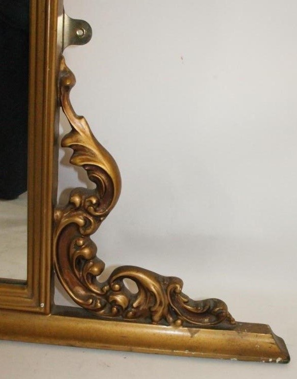 A VICTORIAN CARVED GILT WOOD OVERMANTEL MIRROR Image