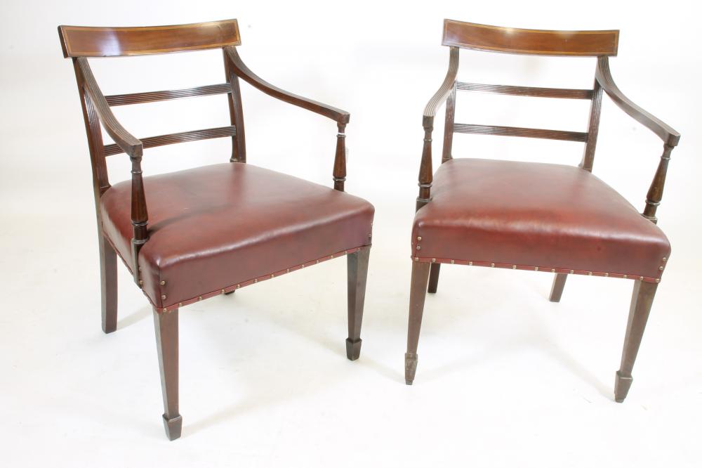 A PAIR OF VICTORIAN MAHOGANY ELBOW CHAIRS of Georgian design Image