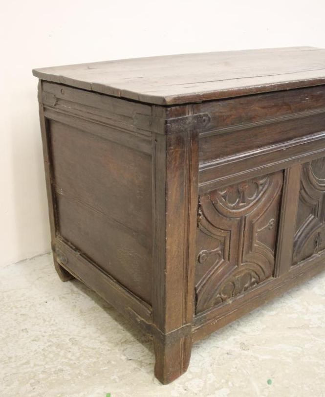 AN OAK PANELLED COFFER Image