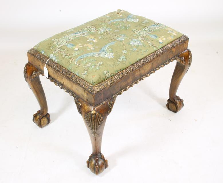A GEORGIAN DESIGN WALNUT AND PARCEL GILT DRESSING STOOL Image