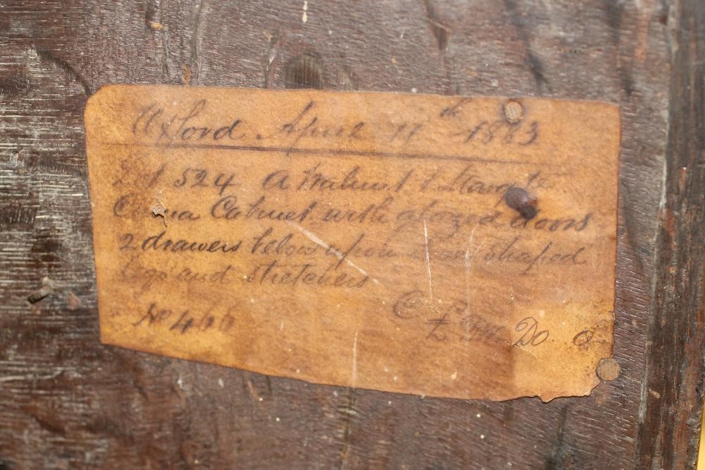 A DUTCH WALNUT AND FLORAL MARQUETRY DISPLAY CABINET ON STAND of canted shallow form Image