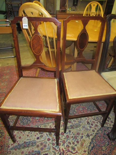 PAIR OF MAHOGANY INLAID BEDROOM CHAIRS Image