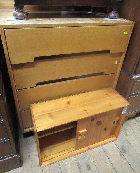 CHEST OF DRAWERS AND PINE BATHROOM CABINET Image
