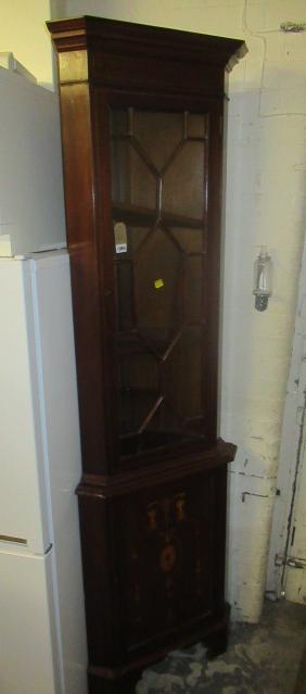 INLAID MAHOGANY CORNER CUPBOARD Image