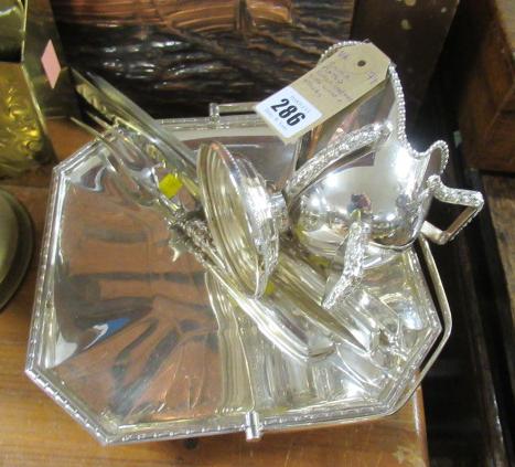 EPNS SUGAR SCUTTLE WITH SCOOP ETC Image