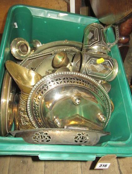 BOX OF BRASS AND EPNS ETC Image