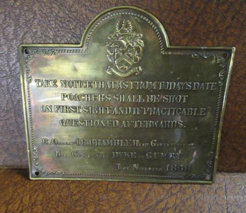 BRASS DUKE OF GUMBY POACHERS SIGN Image