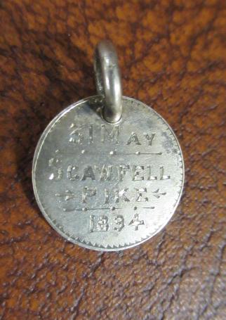 VICTORIAN SWEETHEART MEDAL FOR CLIMBING SCARFELL PIKE 1894 Image