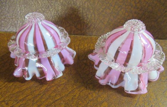 PAIR OF GLASS CANDLE SNUFFERS Image