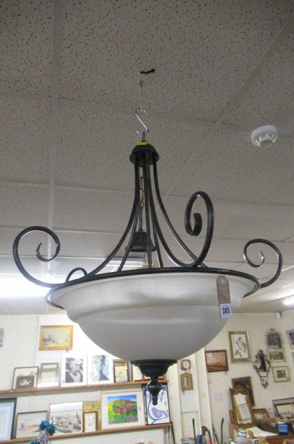 BLACK METAL AND GLASS CEILING LIGHT Image