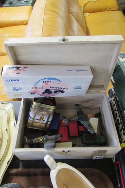 WOODEN BOX OF CORGI AND OTHER TOYS  Image