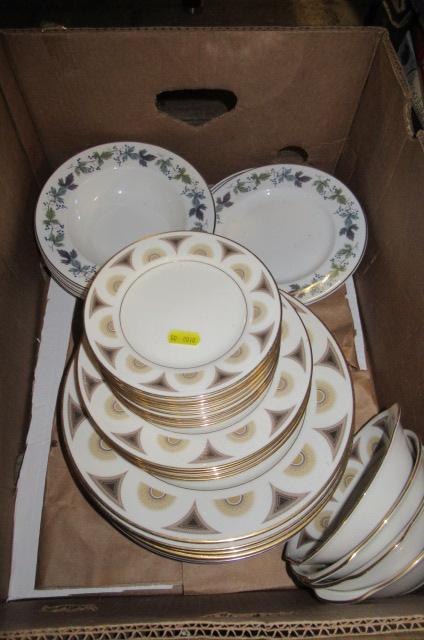 QUANTITY OF NORITAKE AND ROYAL DOULTON BURGUNDY PATTERN TABLEWARE Image