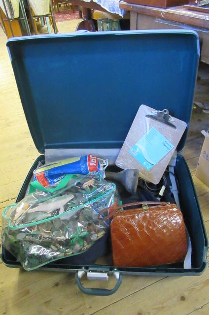 GREEN SUITCASE AND CONTENTS Image