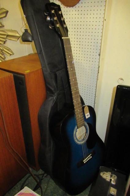 MARTIN SMITH BLUE ACOUSTIC GUITAR AND CASE Image