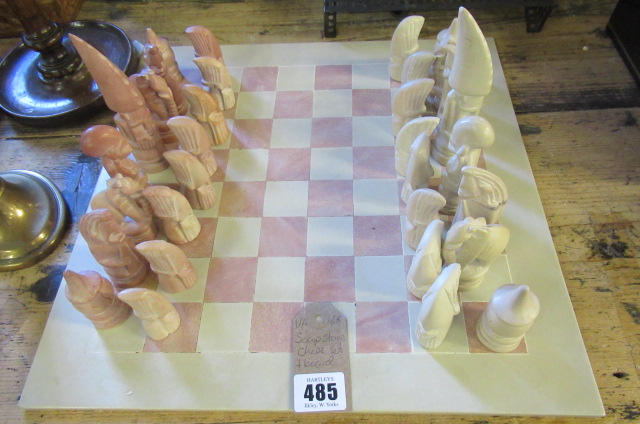 SOAPSTONE CHESS SET AND BOARD Image