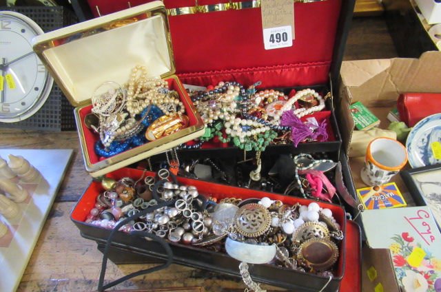 BLACK JEWELLERY CASE WITH COSTUME JEWELLERY Image