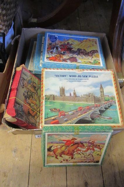BOX OF VINTAGE JIGSAWS Image
