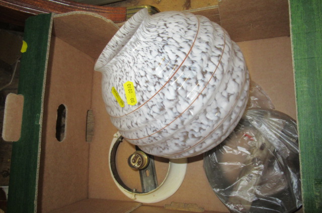 ART DECO GLASS DOME  LIGHT SHADE AND FITTINGS Image