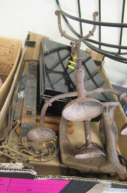 BOX OF METALWARE INCLUDING CANDLE HOLDER Image