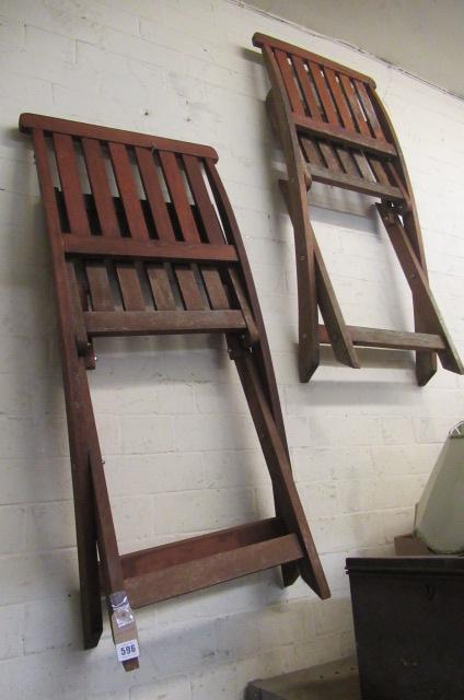 TWO TEAK FOLDING GARDEN CHAIRS Image