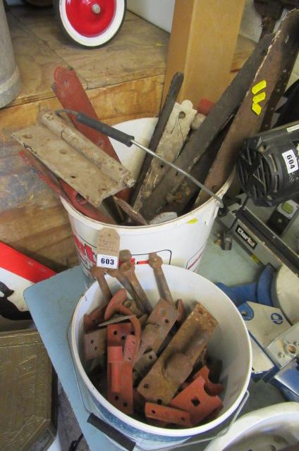 TWO BUCKETS OF HINGES ETC Image