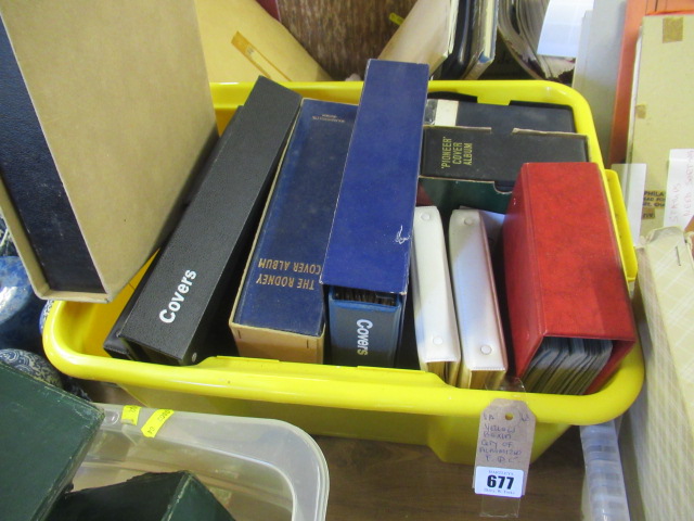 YELLOW BOXED QUANTITY OF ALBUMS INCLUDING FIRST DAY COVERS Image