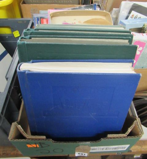 BOX OF STAMP ALBUMS INCLUDING GIBBONS GUIDES ETC Image