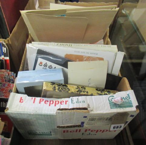 BOX OF FIRST DAY COVERS  LOOSE STAMPS ETC Image