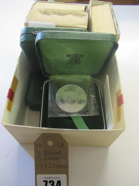 THREE BOXED SILVER 1972 CROWNS Image