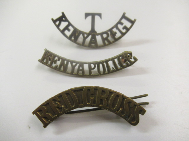 WWI SHOULDER BADGES INCLUDING KENYA REGIMENT POLICE Image